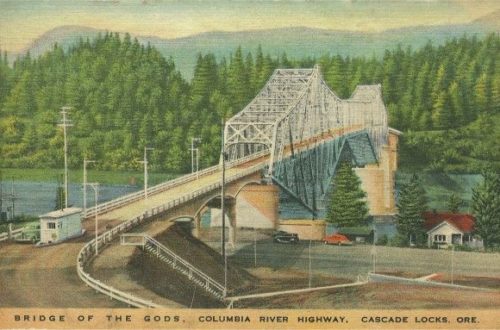 1930 postcard with Bridge of the Gods