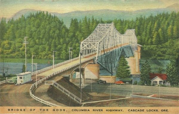 1930 postcard with Bridge of the Gods