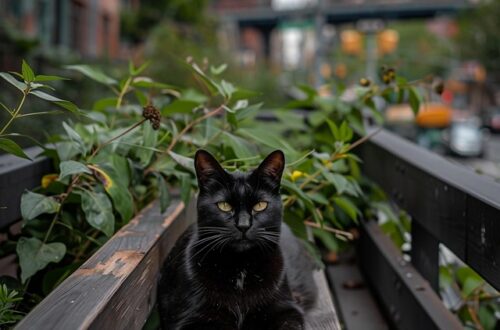 Cat in Urban Greenery